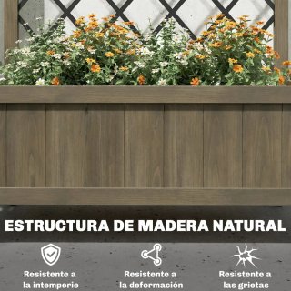 Jardinera Madera con Enrejado y Ruedas