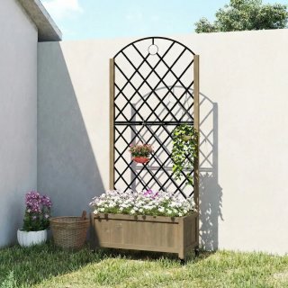 Jardinera Madera con Enrejado y Ruedas