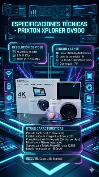 Cámara Digital Prixton Xplorer DV900 4K
