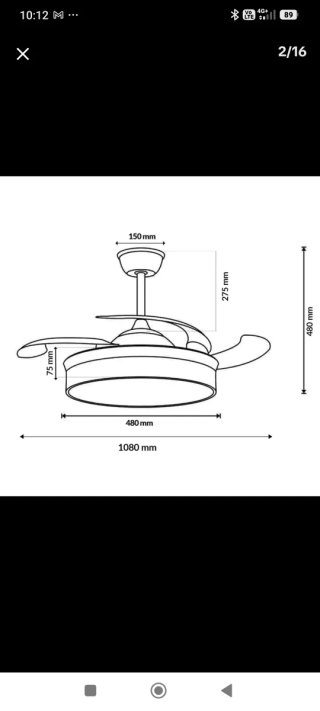 Ventilador de techo retráctil moderno