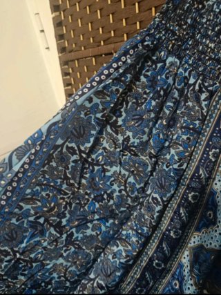 Falda larga étnica de seda -  talla única