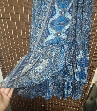 Falda larga étnica de seda -  talla única