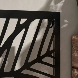 Jardinera con Biombo Metal Negro y Beige
