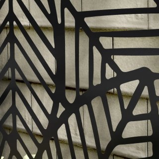 Jardinera con Biombo Metal Negro y Beige