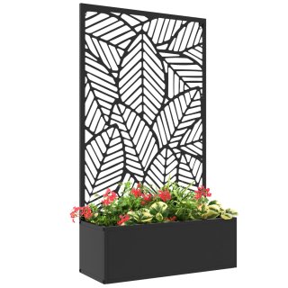 Jardinera con Biombo Metal Negro y Beige