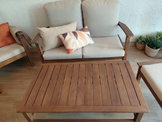 Conjunto Muebles Jardín Madera con cojines