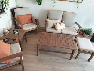 Conjunto Muebles Jardín Madera con cojines