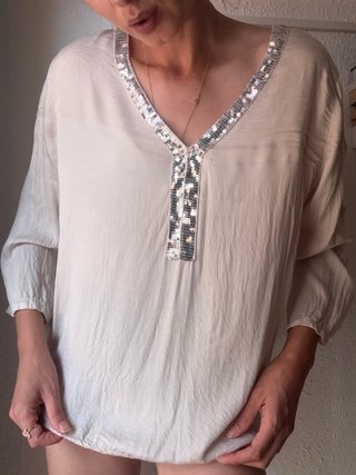Blusa Viscosa Boho Chic con Lentejuelas