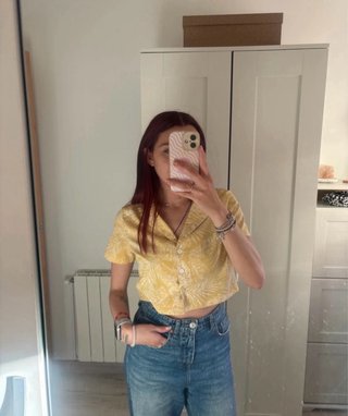 Camisa Crop Top Hawaiana Mujer