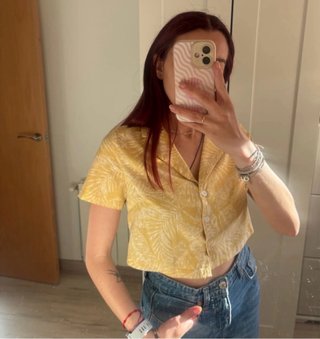 Camisa Crop Top Hawaiana Mujer