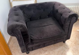 Sillón Chesterfield Terciopelo Negro