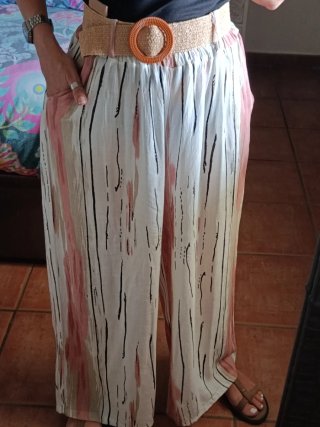 Pantalón lino pata ancha Talla S