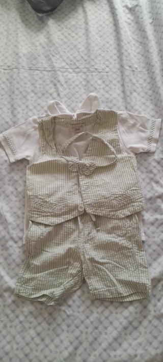 Conjunto bebé 3 piezas pajarita y chaleco