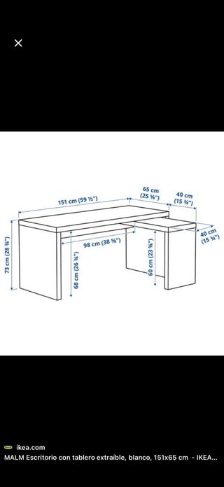 Escritorio blanco con cajonera Ikea