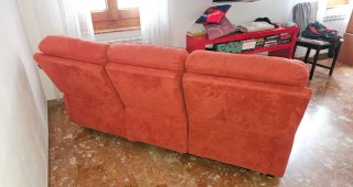 Divano 3 posti rosso/arancio