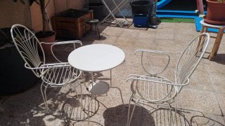 Conjunto mesa y sillas jardín metálicas