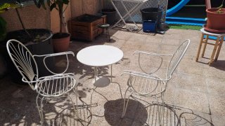 Conjunto mesa y sillas jardín metálicas