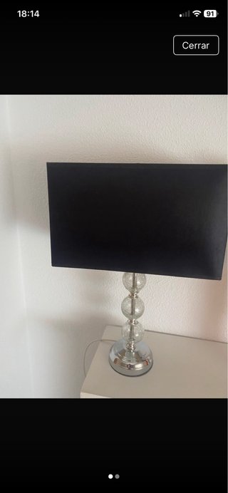 Lámpara de cristal con pantalla negra