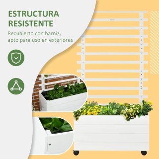 Jardinera Blanca con Enrejado Madera Maciza