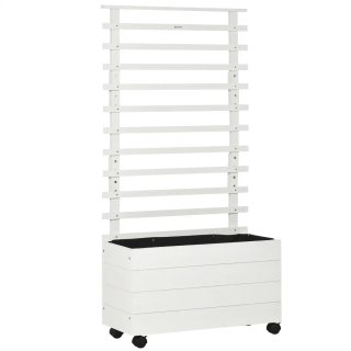 Jardinera Blanca con Enrejado Madera Maciza