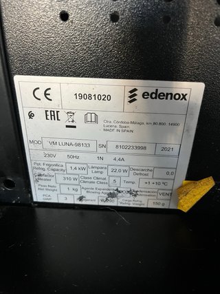 Vitrina Refrigeradora Hostelería Edenox