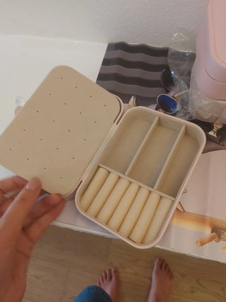 Portagioie da viaggio beige e rosa