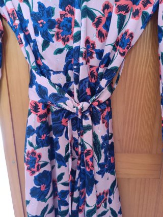 Vestido Zara flores azul y rosa Talla S