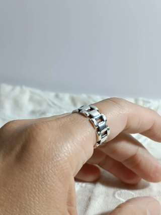 Anillo Plata 925 Diseño Eslabón Tipo Reloj