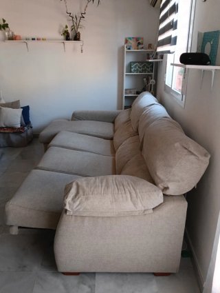 Sofá 4 plazas chaise longue beige