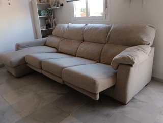 Sofá 4 plazas chaise longue beige