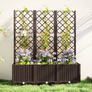 Jardinera Plástico con Enrejado Marrón