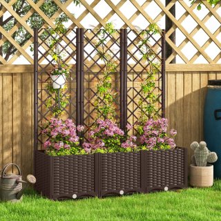 Jardinera Plástico con Enrejado Marrón