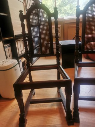 Juego de 2 Sillas Antiguas Madera y Rattan