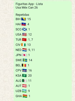 Vendo cromos Panini Mundial 2026.