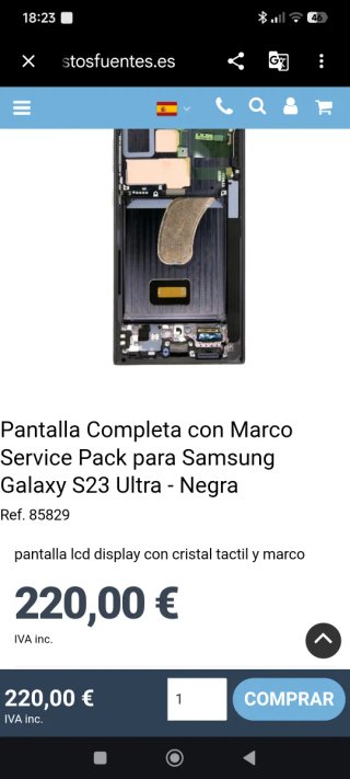 Pantalla Samsung S23 Ultra