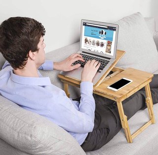 Mesa Auxiliar Bambú Plegable Songmics portatil