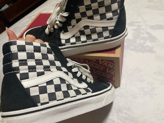 Botas Vans SK8-Hi cuadros blanco y negro