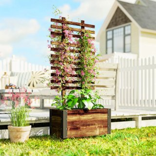 Jardinera con enrejado y ruedas