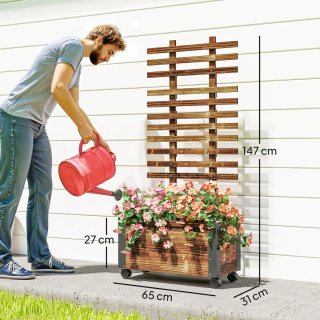 Jardinera con enrejado y ruedas