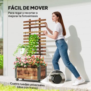 Jardinera con enrejado y ruedas