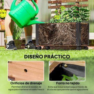 Jardinera con enrejado y ruedas