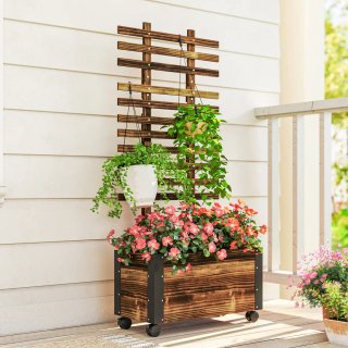Jardinera con enrejado y ruedas