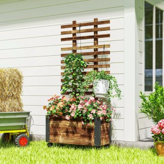 Jardinera con enrejado y ruedas