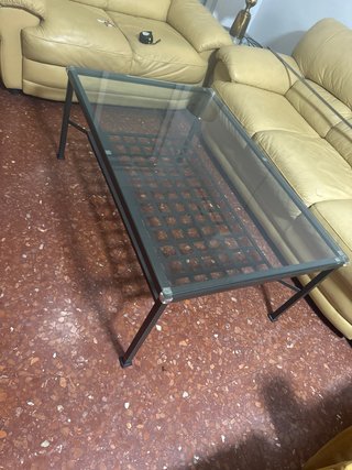 Mesa de centro hierro y cristal de 120 cm x 80 cm