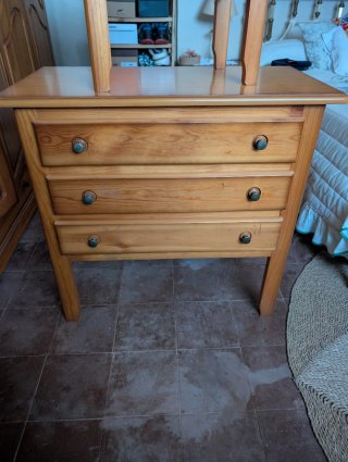 Juego 3 Muebles Madera: Cómoda y 2 Mesitas