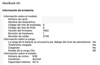 MacBook Air M1 2020 8GB/256GB + caja y cargador