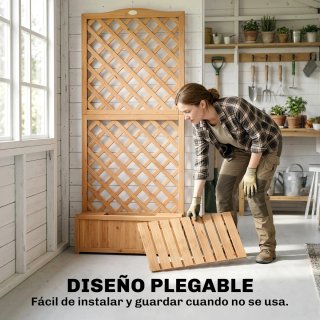 Jardinera Madera con Enrejado