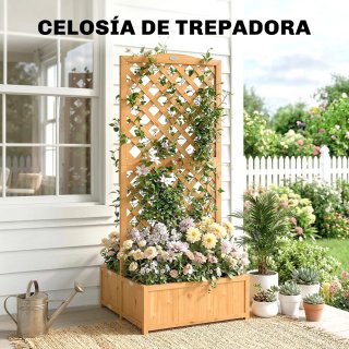 Jardinera Madera con Enrejado