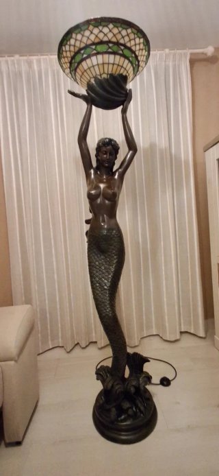 Lámpara Sirena Tiffany Cristal Metal