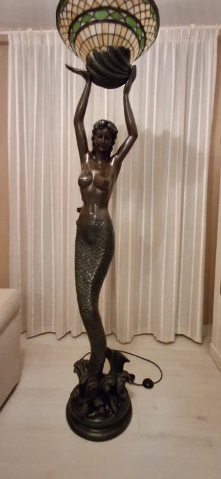 Lámpara Sirena Tiffany Cristal Metal